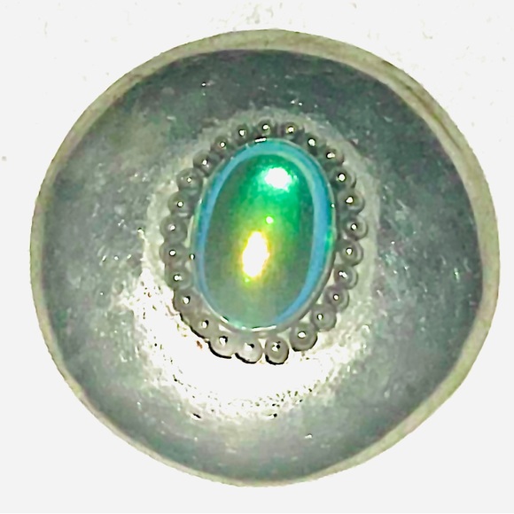 AUTH VINTAGE ! SS 925 PENDANT w/CHAIN LOOP +brooch-pin) w/Ethiopian-green opal - Picture 2 of 3